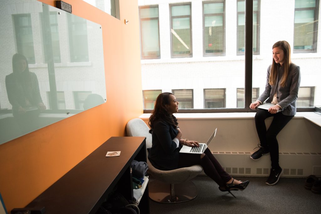 two female accountants having a meeting