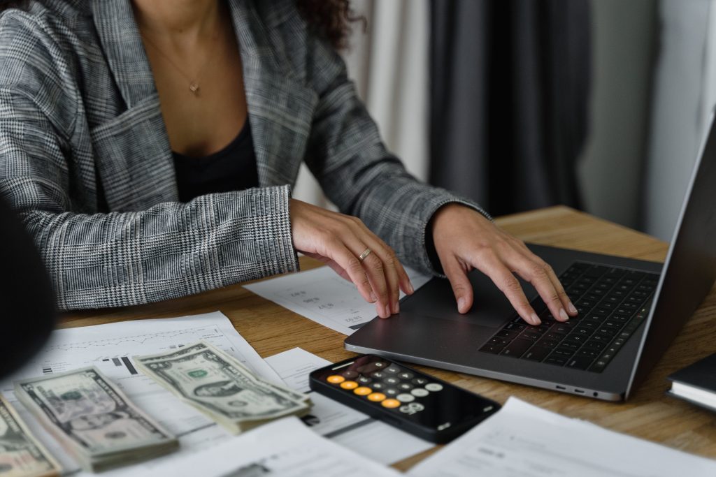 accountant working with her laptop